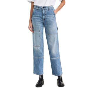 ASKK NY Carpenter Jeans Womens Size 26 Highrise Straight Leg Blue Cargo Pants